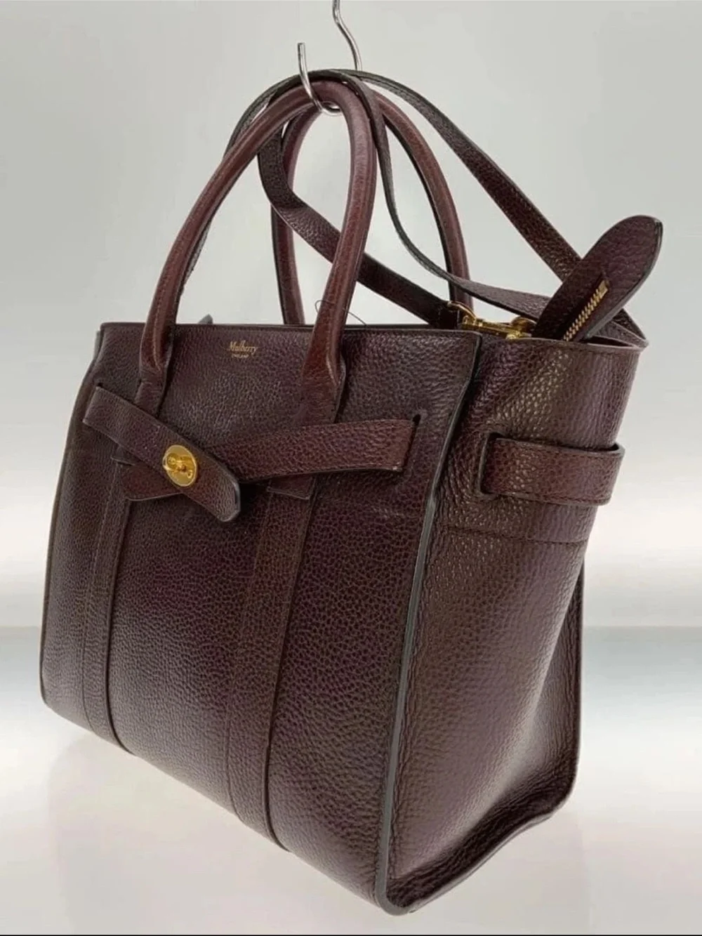Mulberry Pebbled Leather Tote - Burgundy